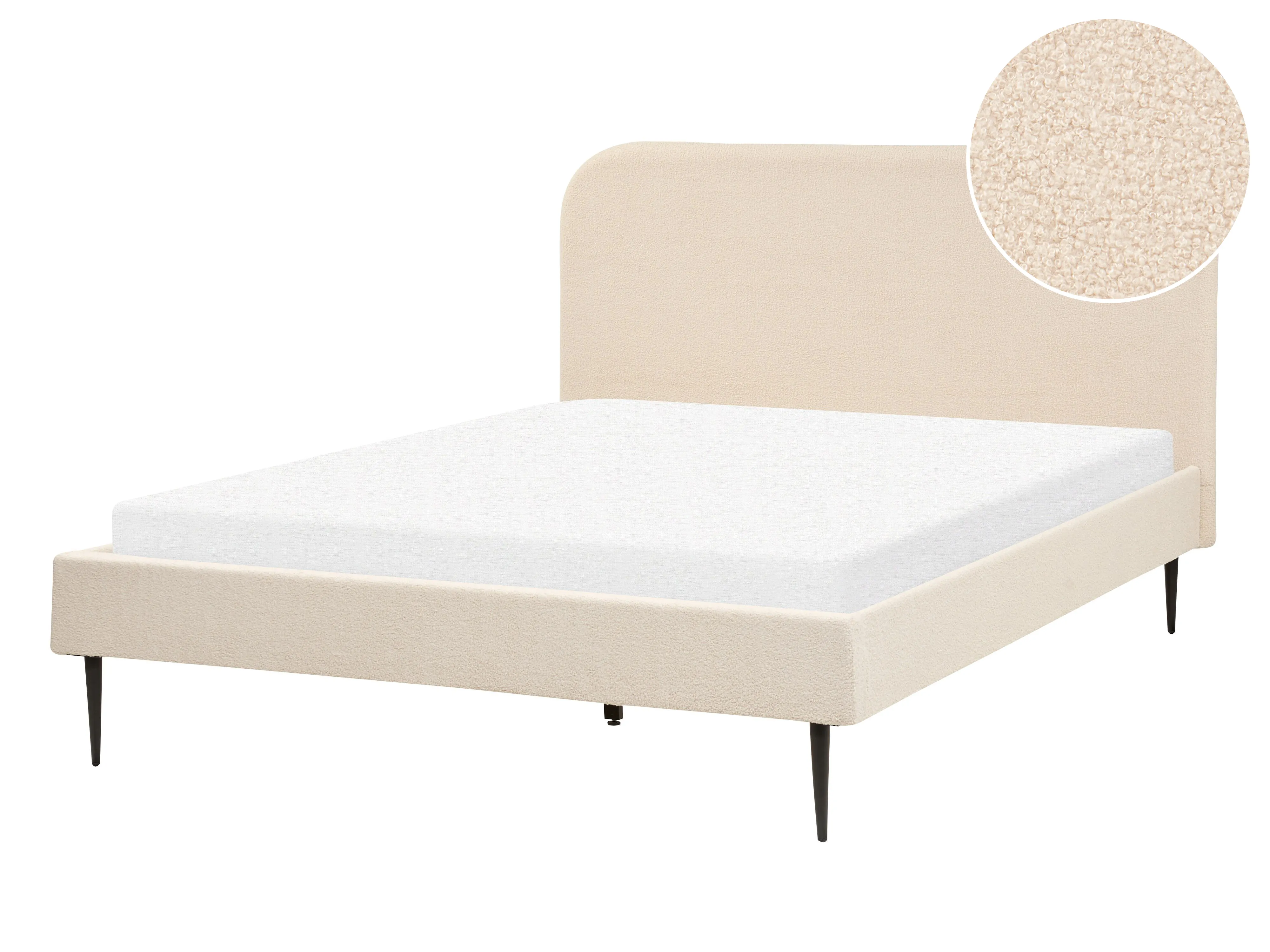 Bed Boucle FLAYAT 140 x 200 cm (EU Double) Light Beige