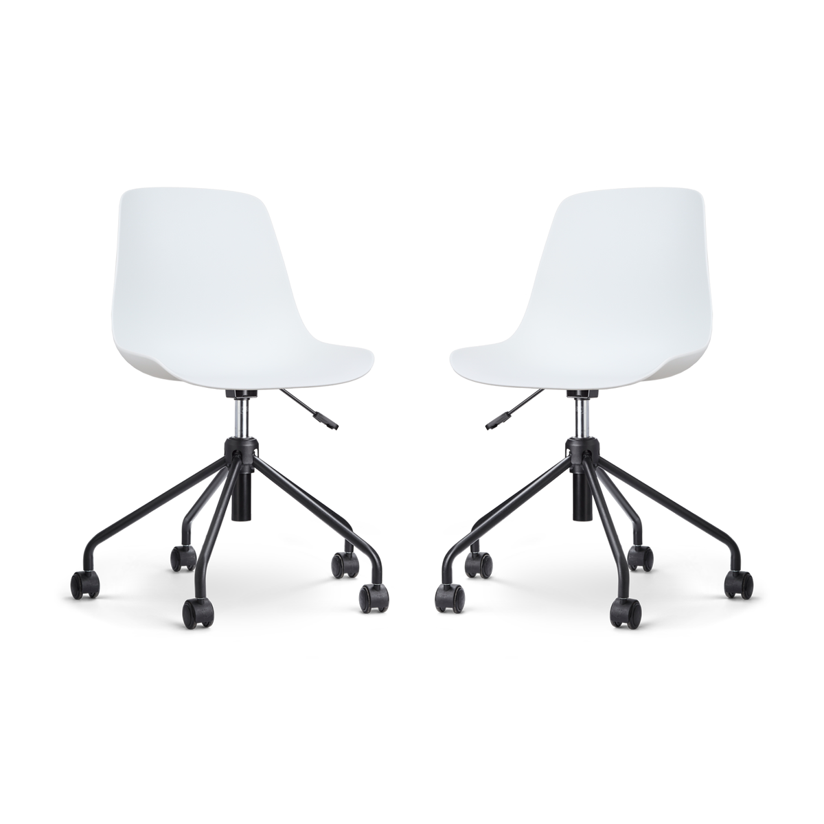 Nolon Nout-Pip Bureaustoelen Set van 2 - Wit - Zwart Onderstel