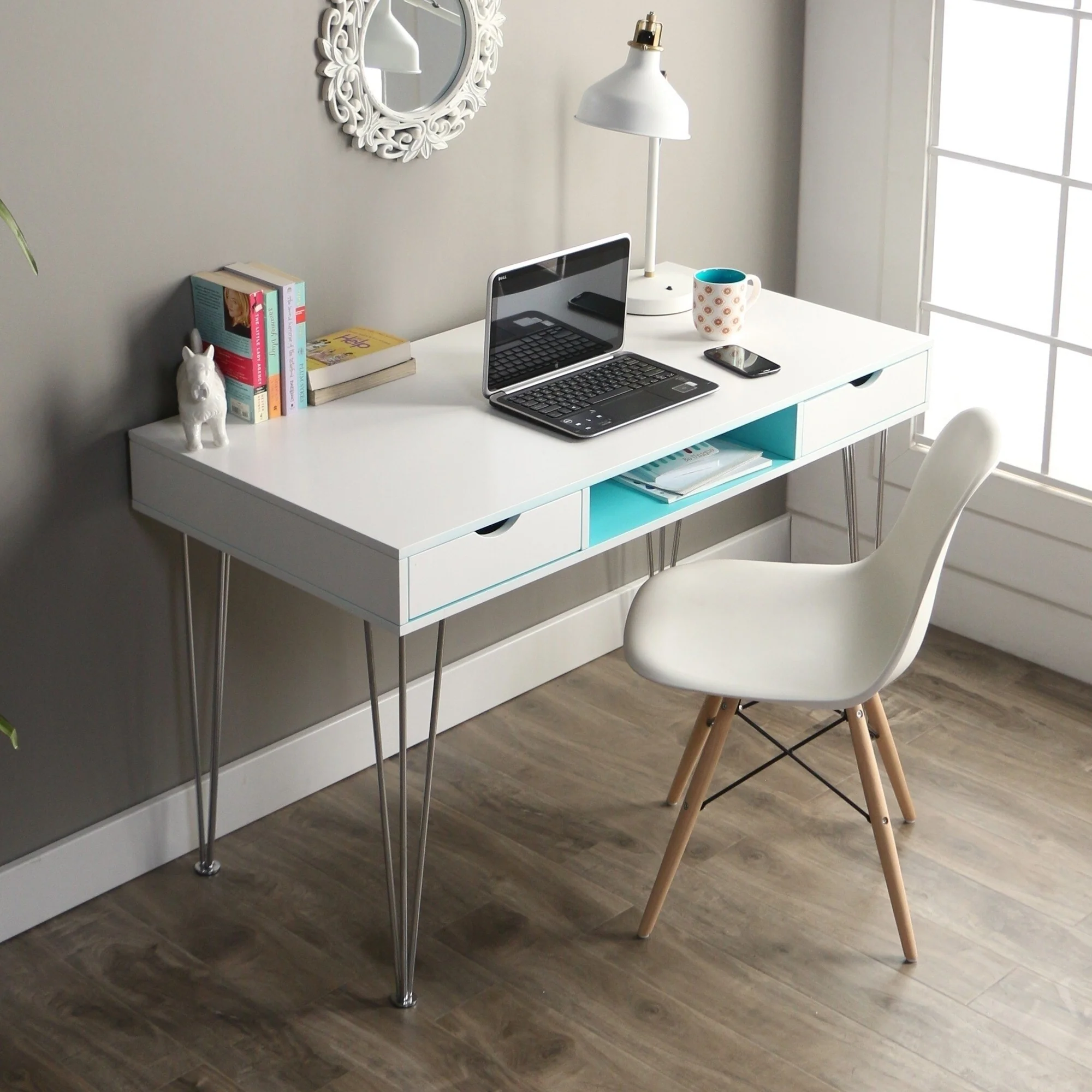 DISCO Hanover 48-inch Color Accent Writing Desk - Aqua Blue
