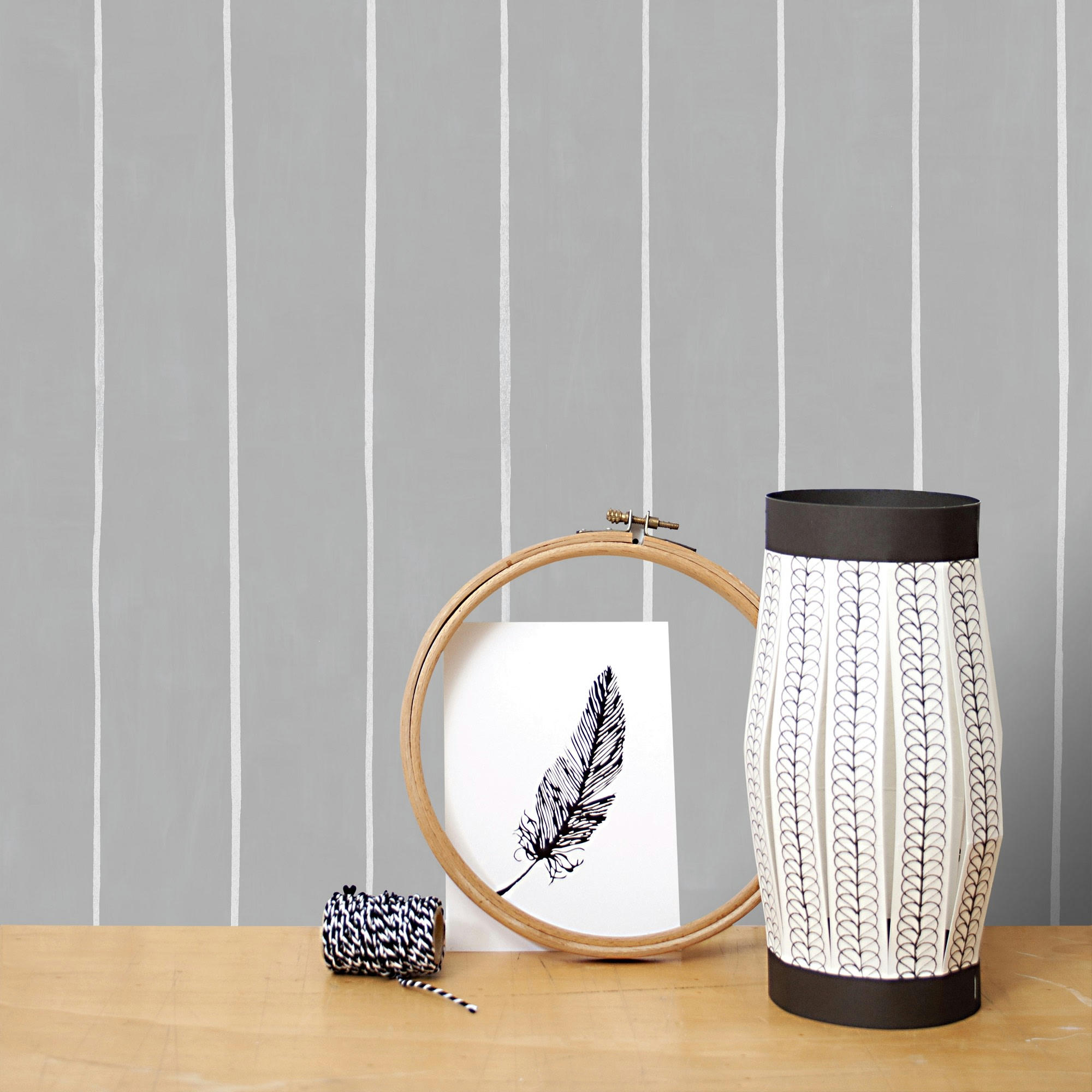 - papier peint rayures stripe gris 1005x52cm