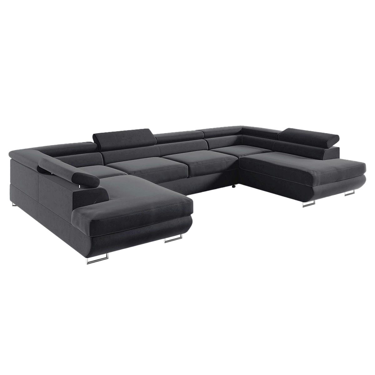 - Canapé en u 5 places convertible gris anthracite