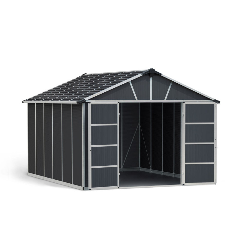 Abri de jardin en résine Yukon gris 3,32 x 3,95 x 2,52 m CANOPIA