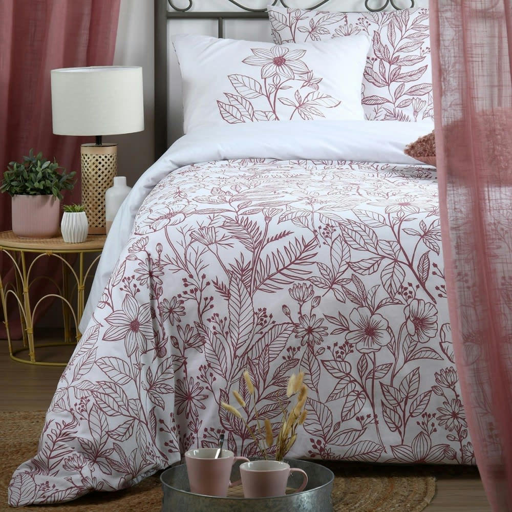 - Parure de couette 100% coton 57 fils imprimée 260x240 2 taies