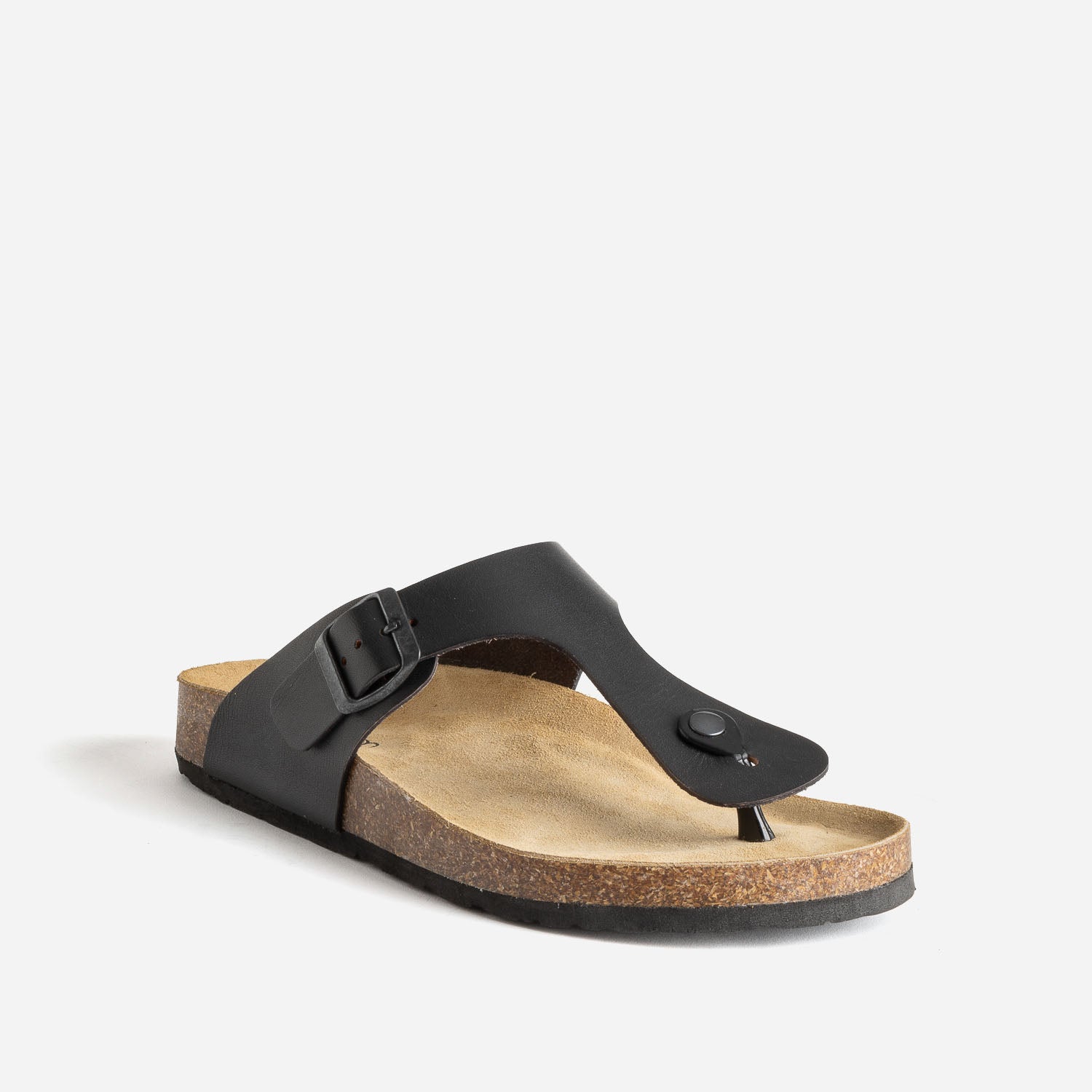 Mule-tong anatomique noire cuir
