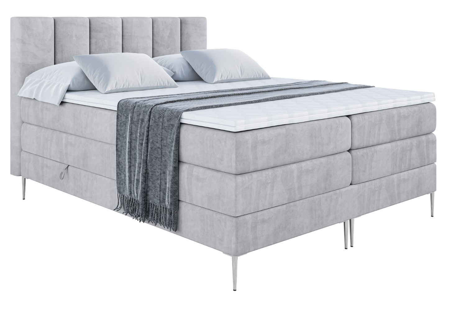 Łóżko kontynentalne - pojemnik, materac, nóżki BOXI1-FS KING 120x200cm