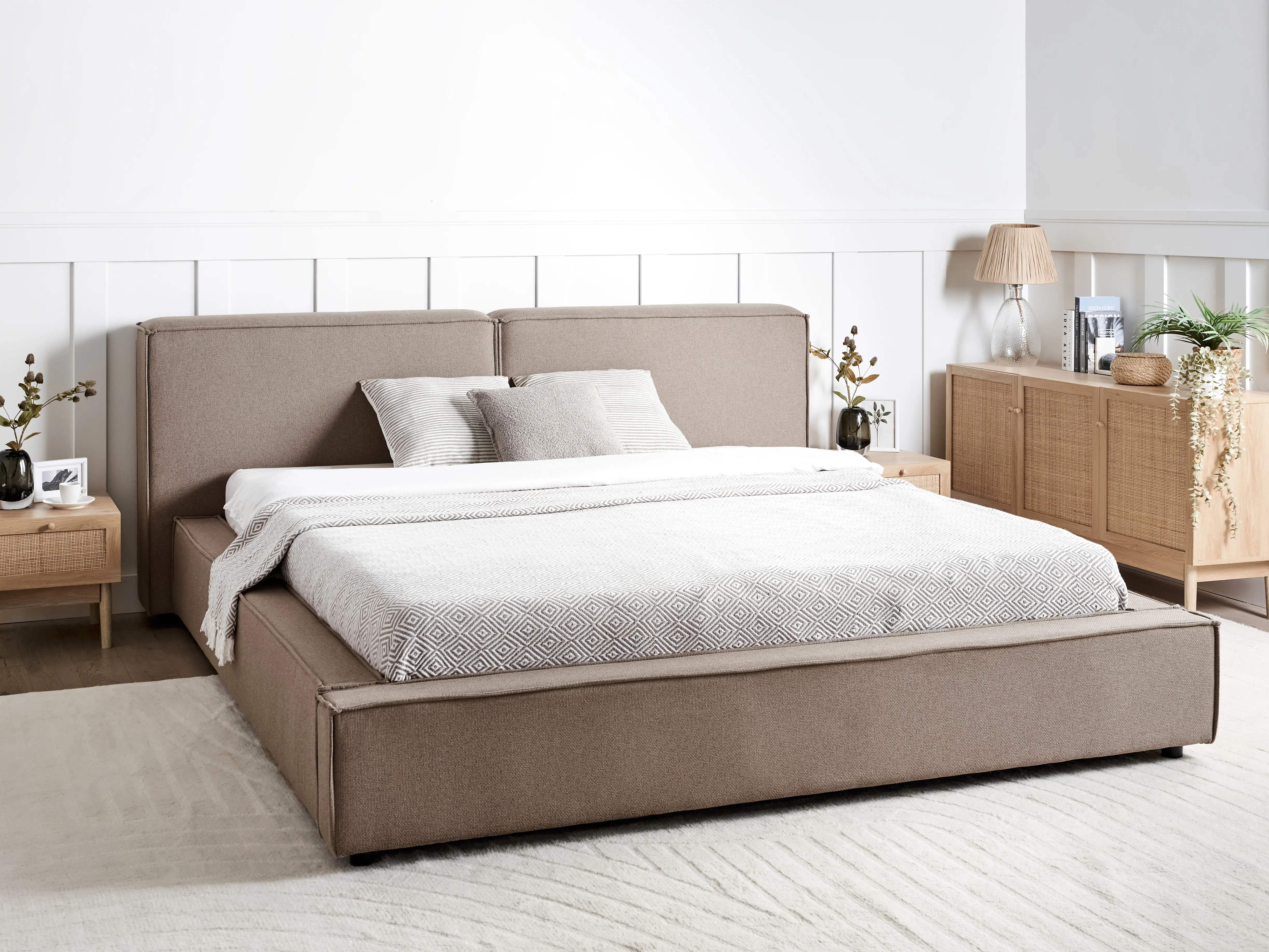 Bed Fabric LINARDS 180 x 200 cm (EU Super King) Taupe