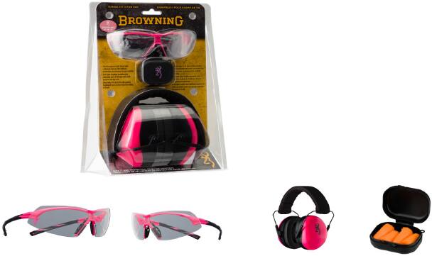 Browning Junior Eyewear & Earmuff Shooting Range Kit, Pink/Black