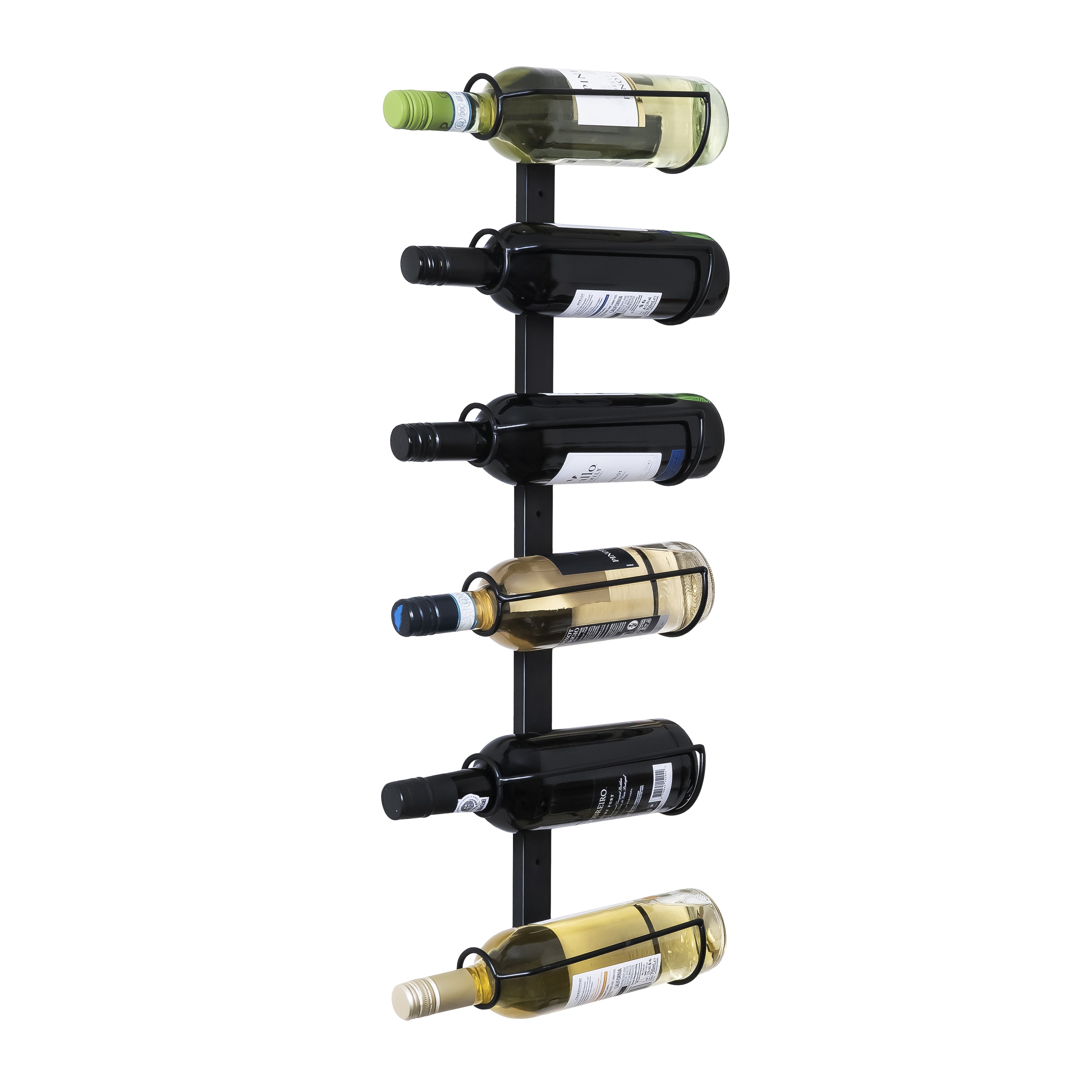 QUVIO Verticale wijnrek staal voor 6 flessen - Zwart