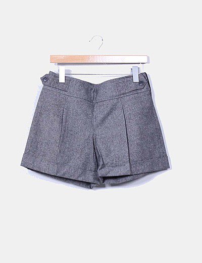 Camaïeu Shorts gray wool with hem