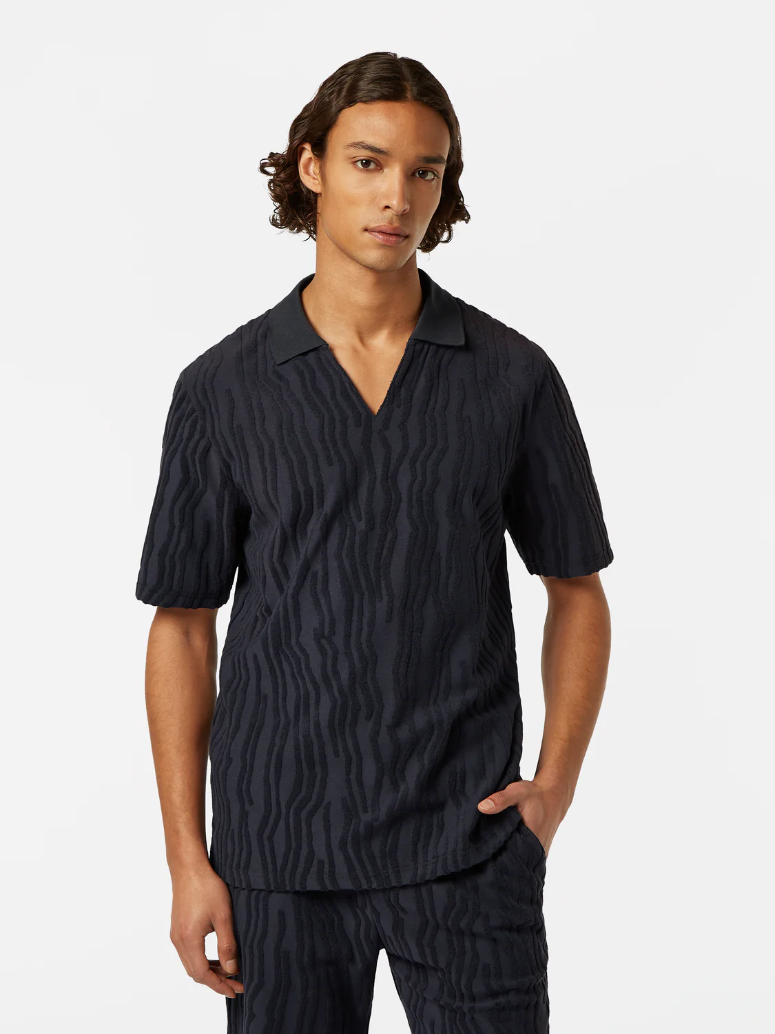Relaxed-Fit Jacquard Cotton Terrycloth Polo