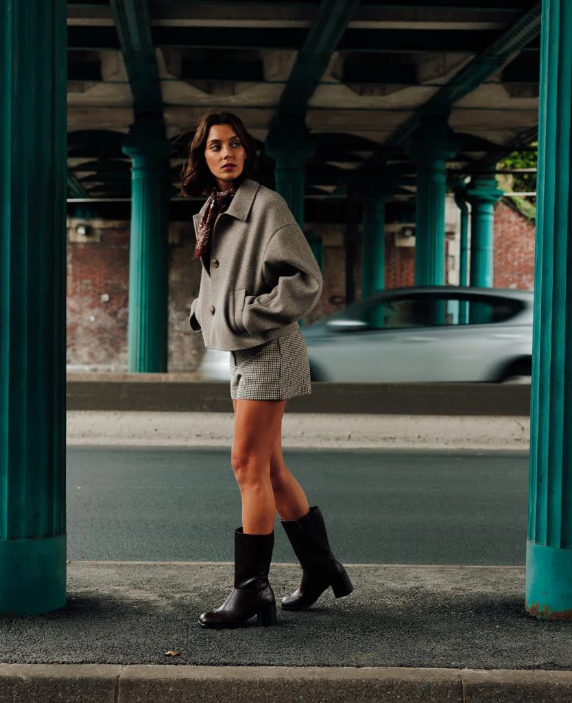 Manteau court effet drap de laine