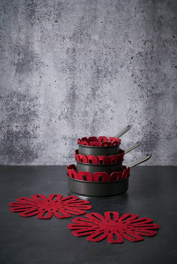 PADERNO Classic Cookware Protectors for Pots and Pans, Red, 5-pc