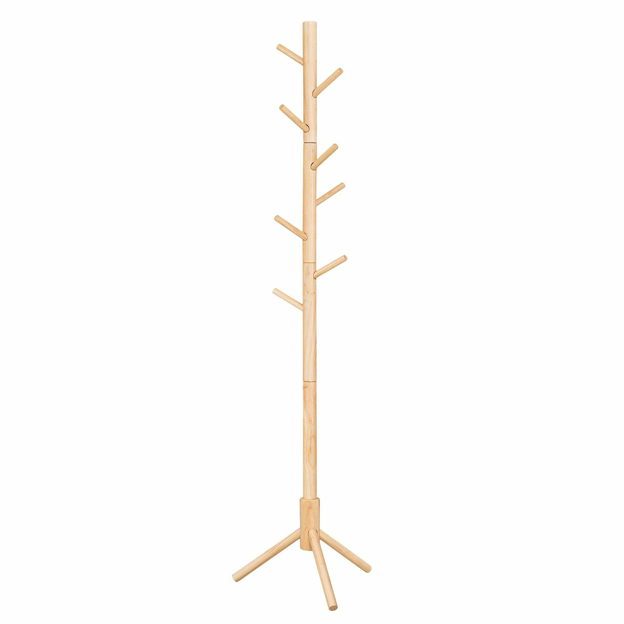 Wieszak na ubrania 8 haków 175 cm beżowy drewniany