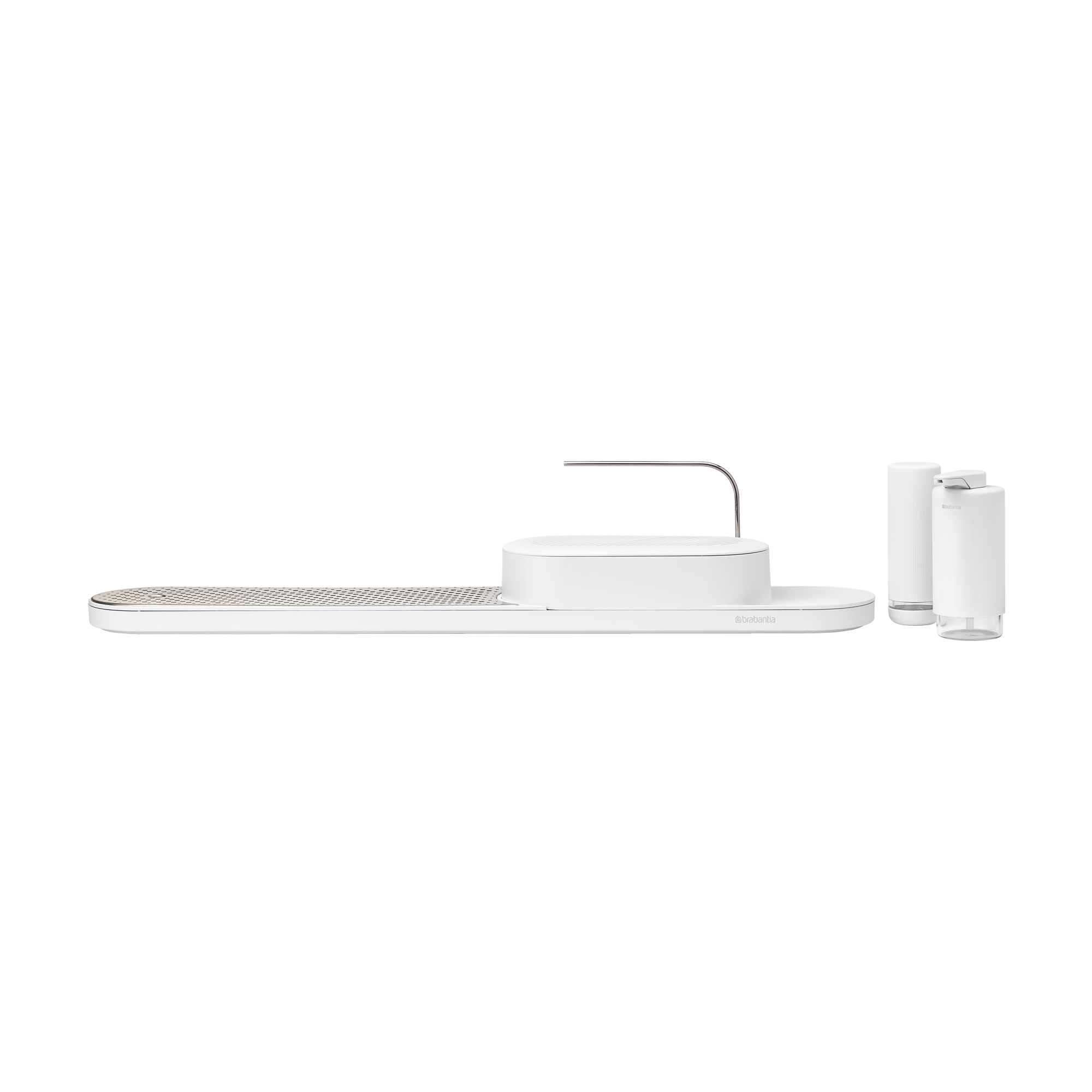 Brabantia SinkStyle Organiser Set, 4-delig (organiser met afdruipbak, zeep- en afwasmiddeldispenser) - Mineral Fresh White