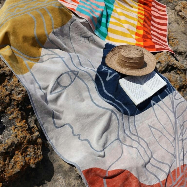 - Drap de plage coton Multicolore Bisaia Pastel 100x180 cm