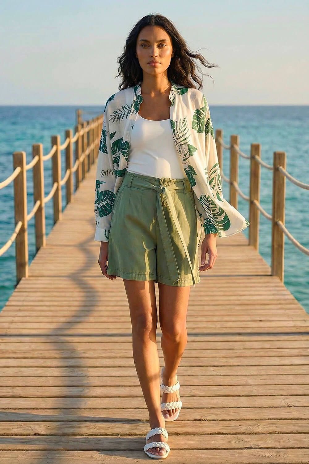 Roman Tropical Palm Leaf Buttoned Shirt