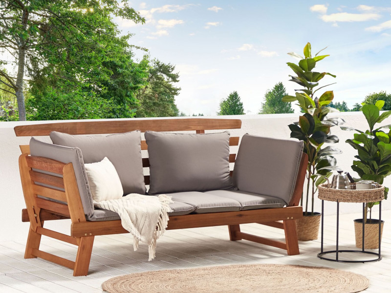 Sofa ogrodowa poduchy 2os ciemne drewno