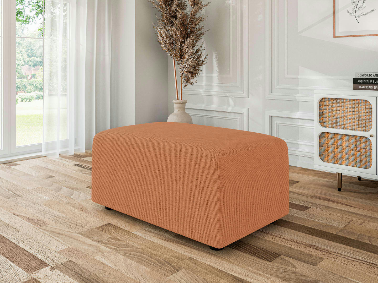MILO - Pouf carré en tissu   rouille
