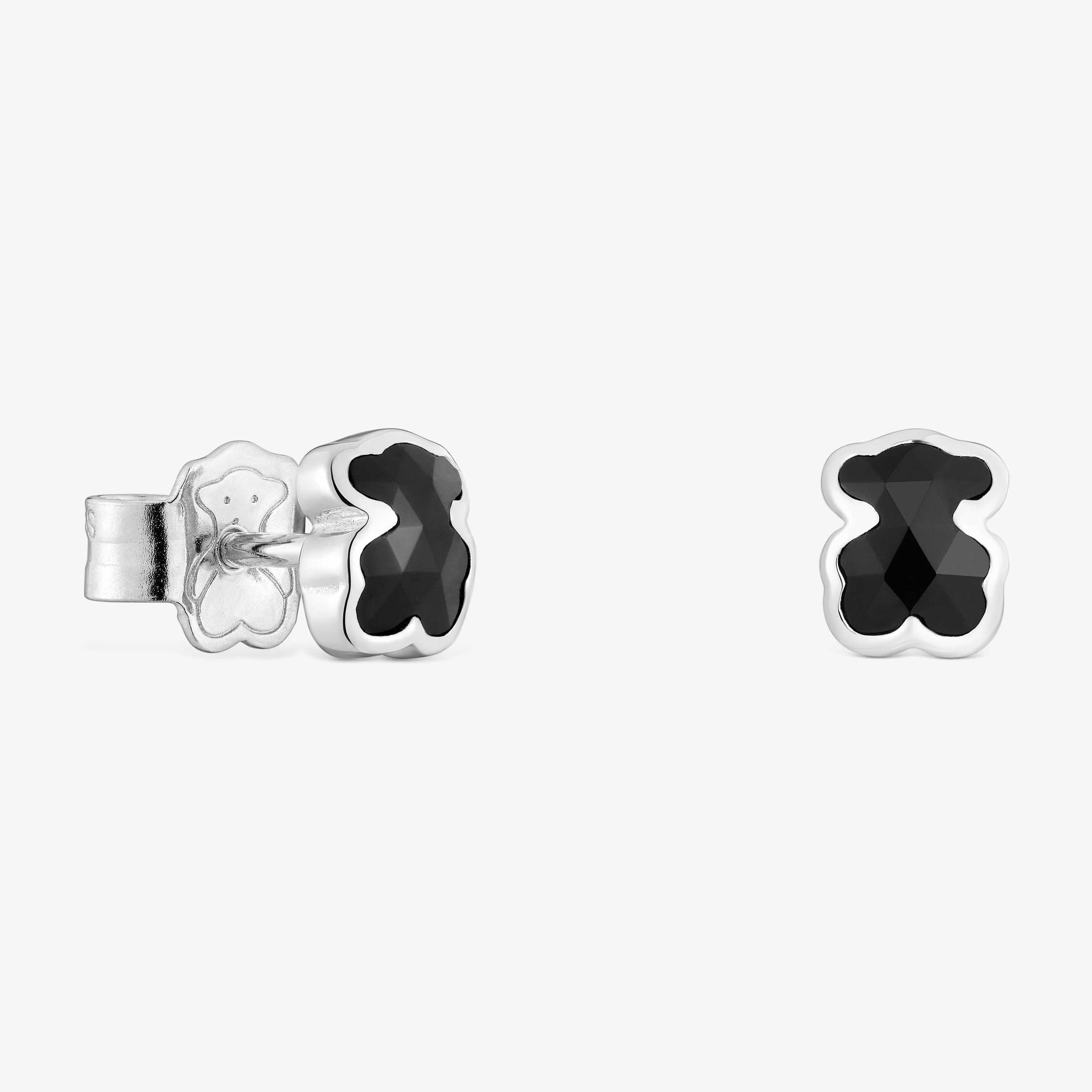 Pendientes oso de plata y ónix 6 mm Icon Color