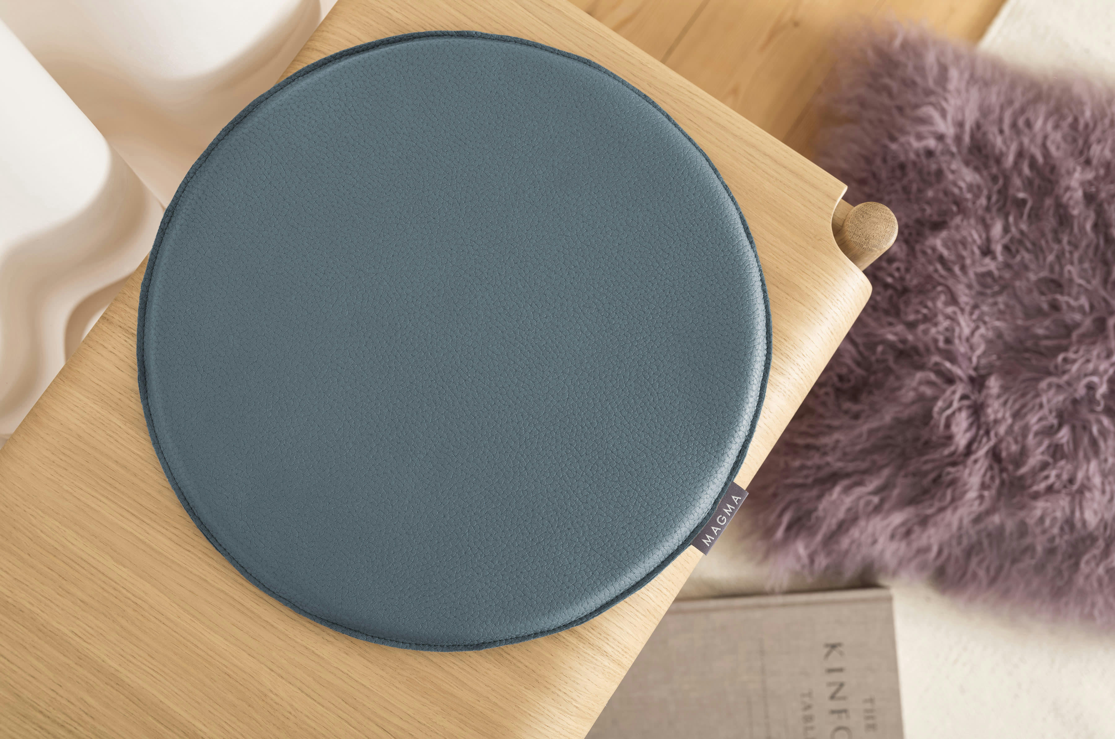 LUIS - Galettes de chaise bleu pétrole imitation cuir - d.37 - lot de 4