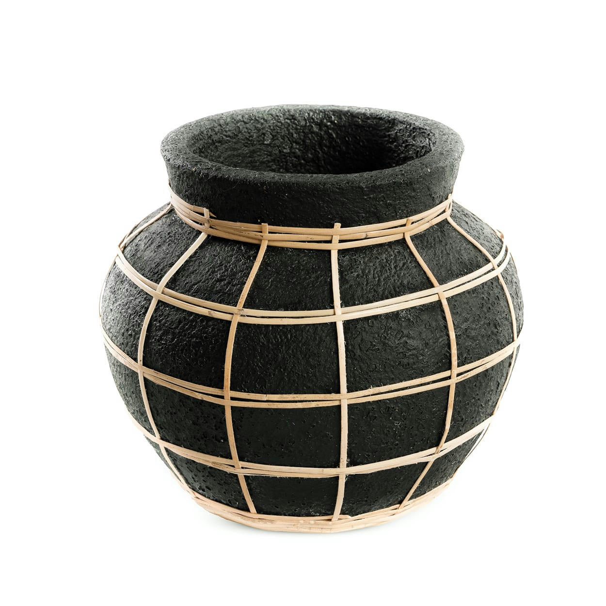 BELLY - Vase en terre cuite noire naturel H19