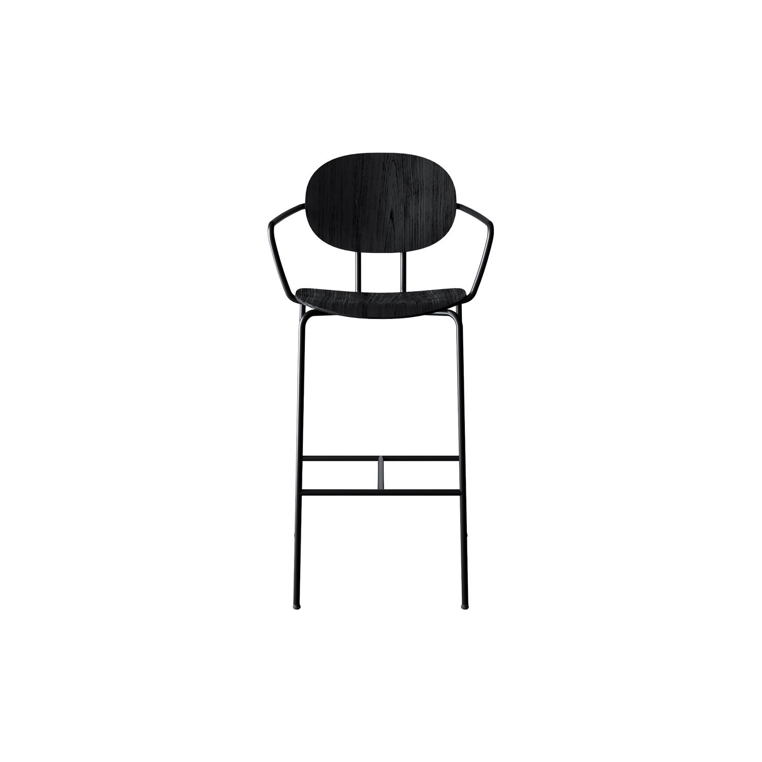 PIET HEIN Bar Chair with Arms, sortlakeret eg