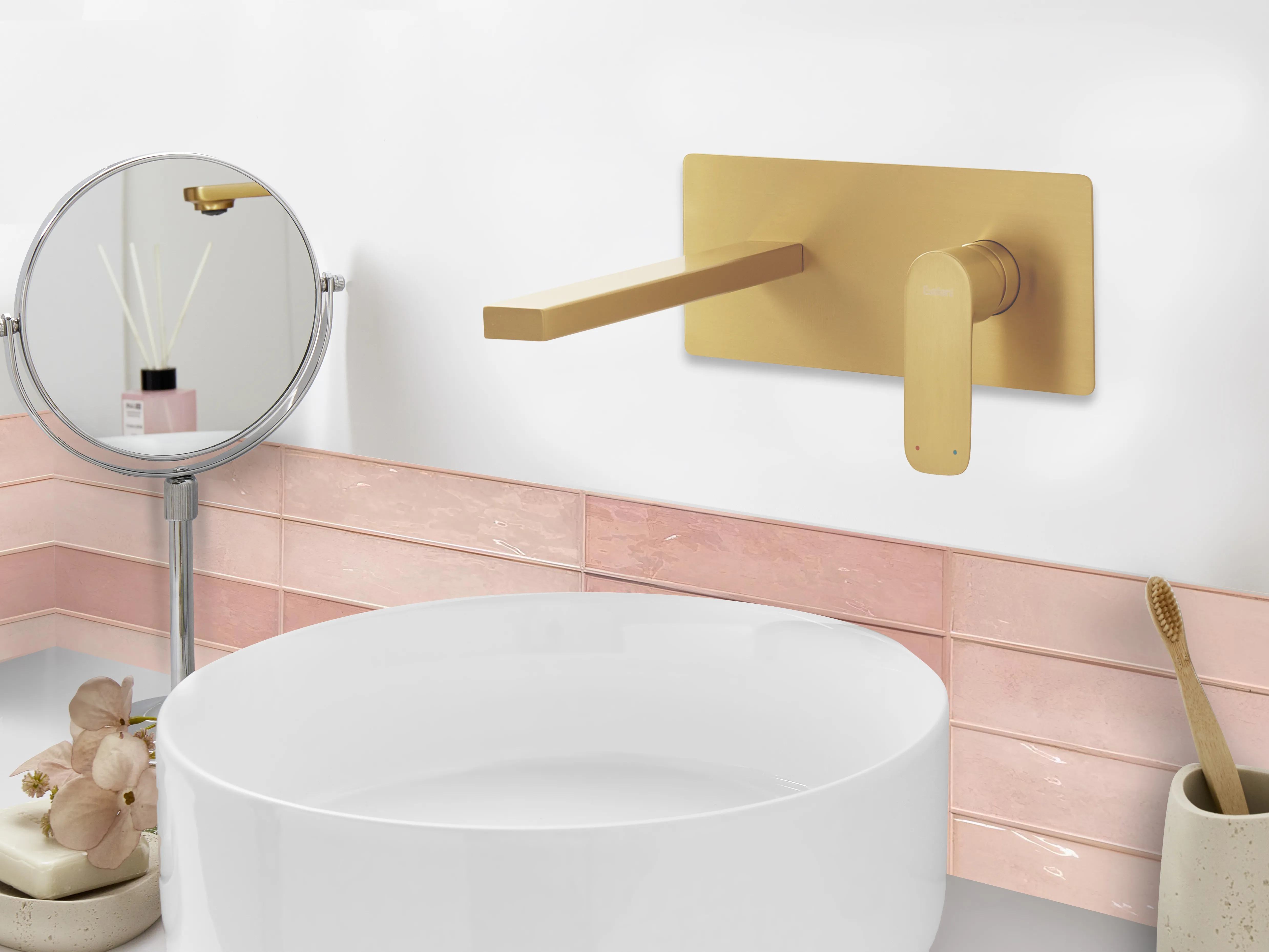 Wall Mounted Basin Mixer Tap DICHATO Brass Gold