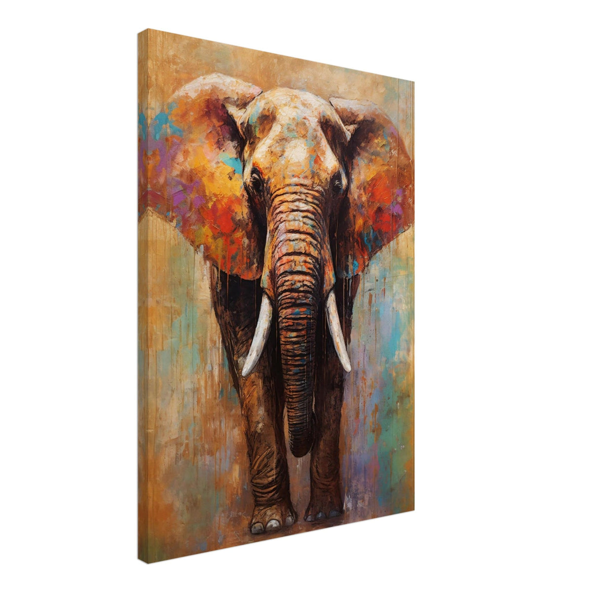 Artfulprints Canvas Artistic elephant canvas - 50x70 cm - Meerkleurig