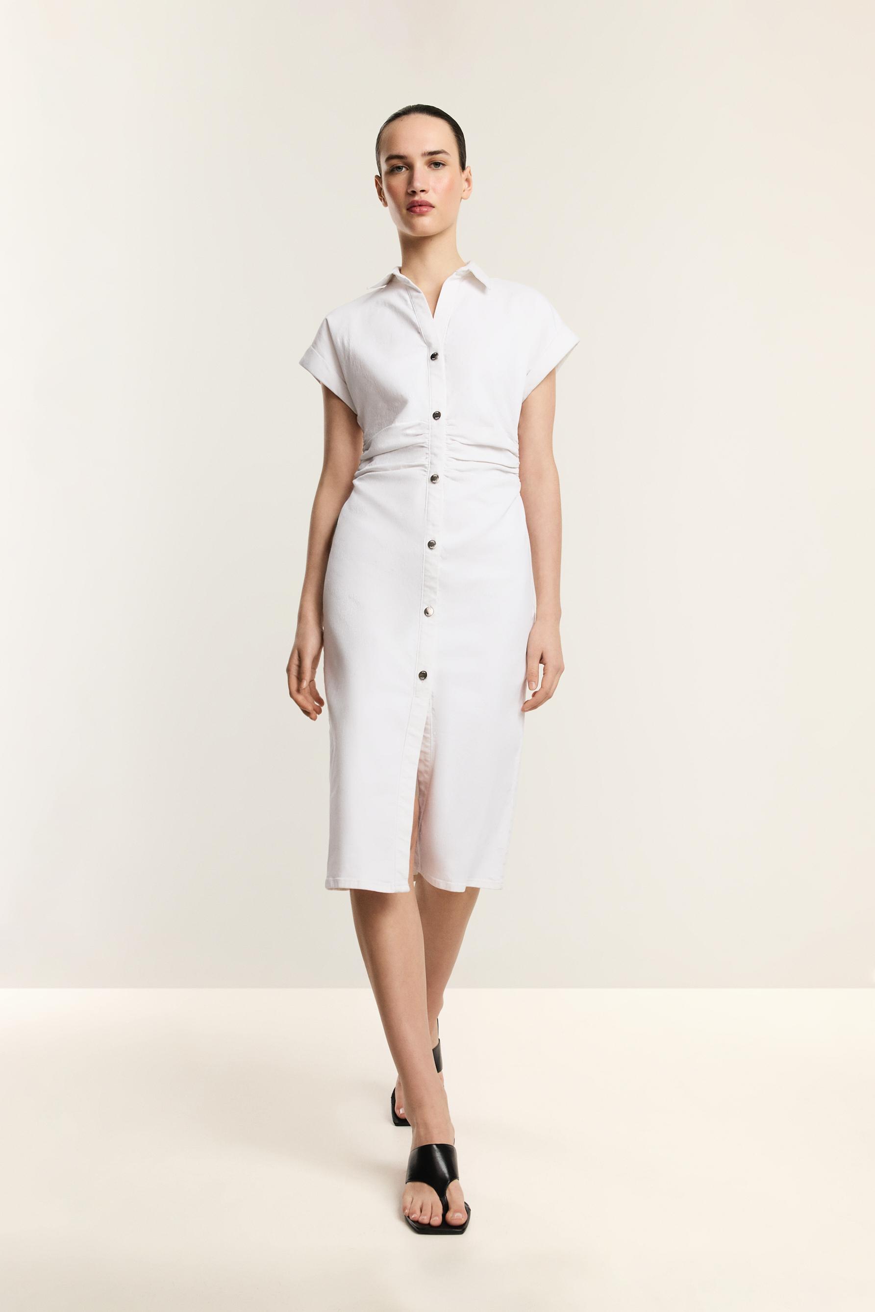 Vestido denim midi botones