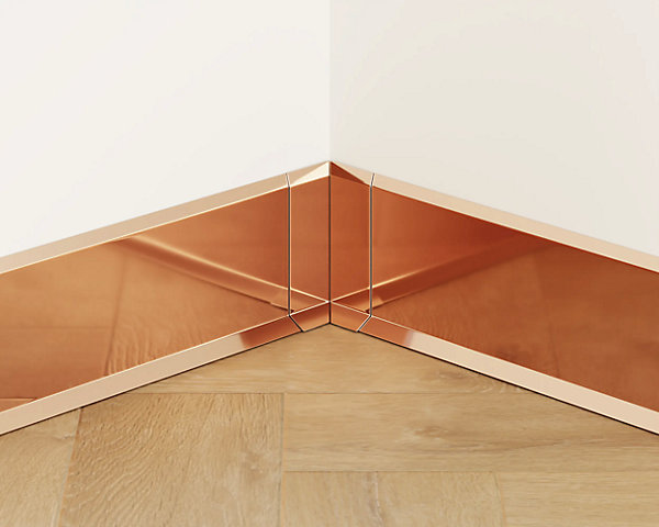 Coin intérieur pour plinthe Ilcom FLI Cuivre poli - 30mm x 60 mm x 0,65 ep.