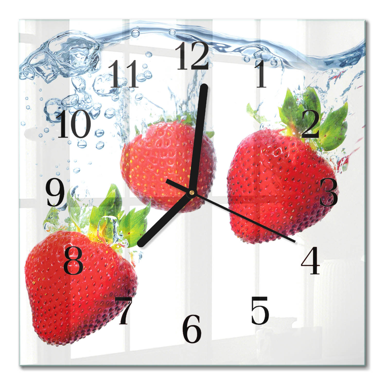 Nowoczesny zegar 30x30 Truskawki design na ścianę