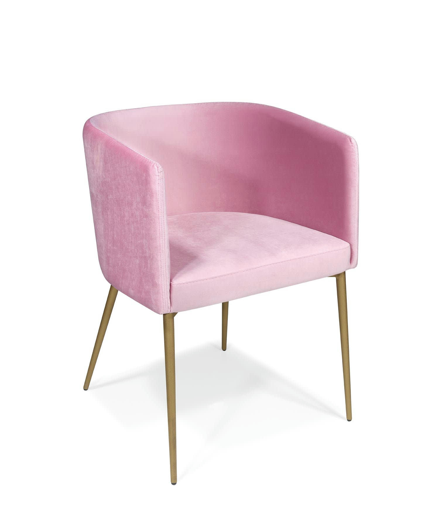 MORA R - Fauteuil en métal et velours rose