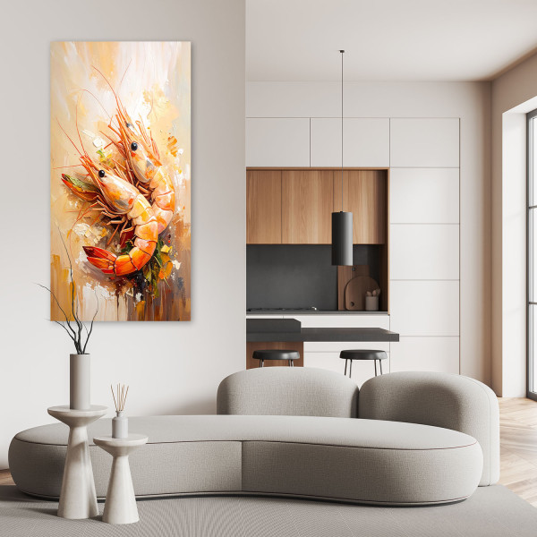 Feeby Obraz do kuchni baru restauracji, Krewetki Owoce morza Sushi 40x80