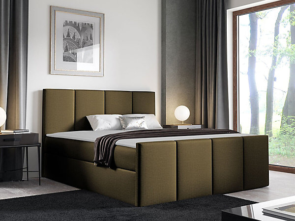Lit continental Baltimore 154, Double, Vert, Tissu, Disponible