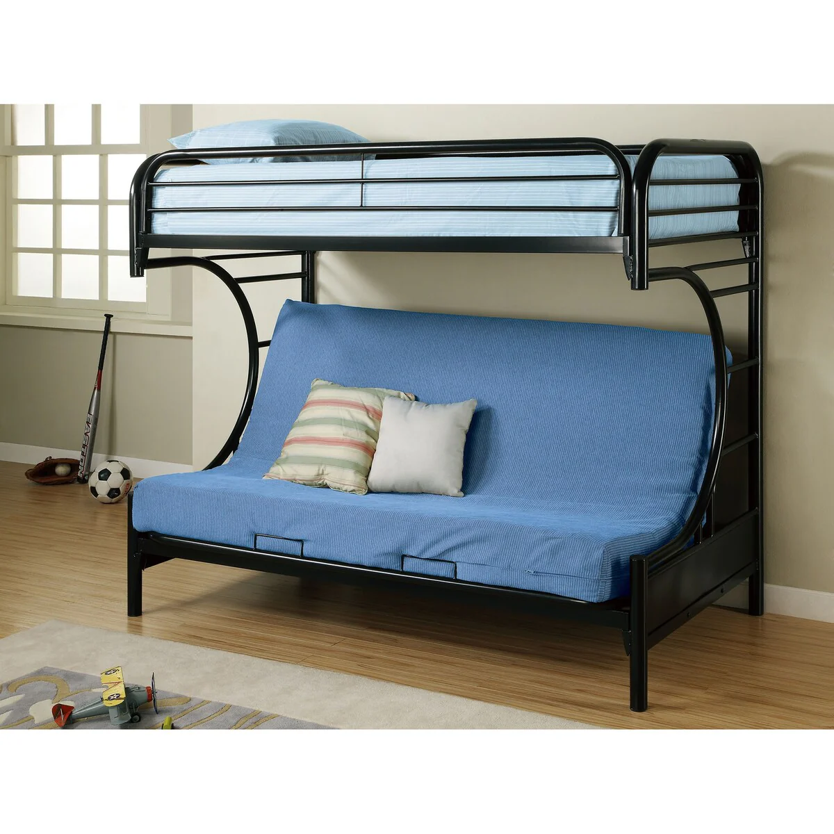 Montgomery Black Metal Twin over Futon Bunk Bed
