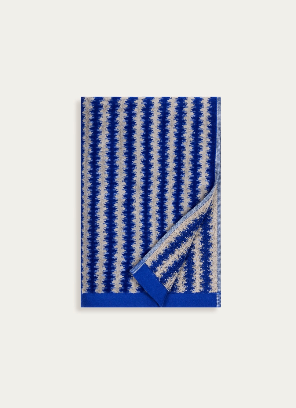 SERVIETTE INVITÉ RAYÉE EN JACQUARD CRISTEL BLEU/BEIGE