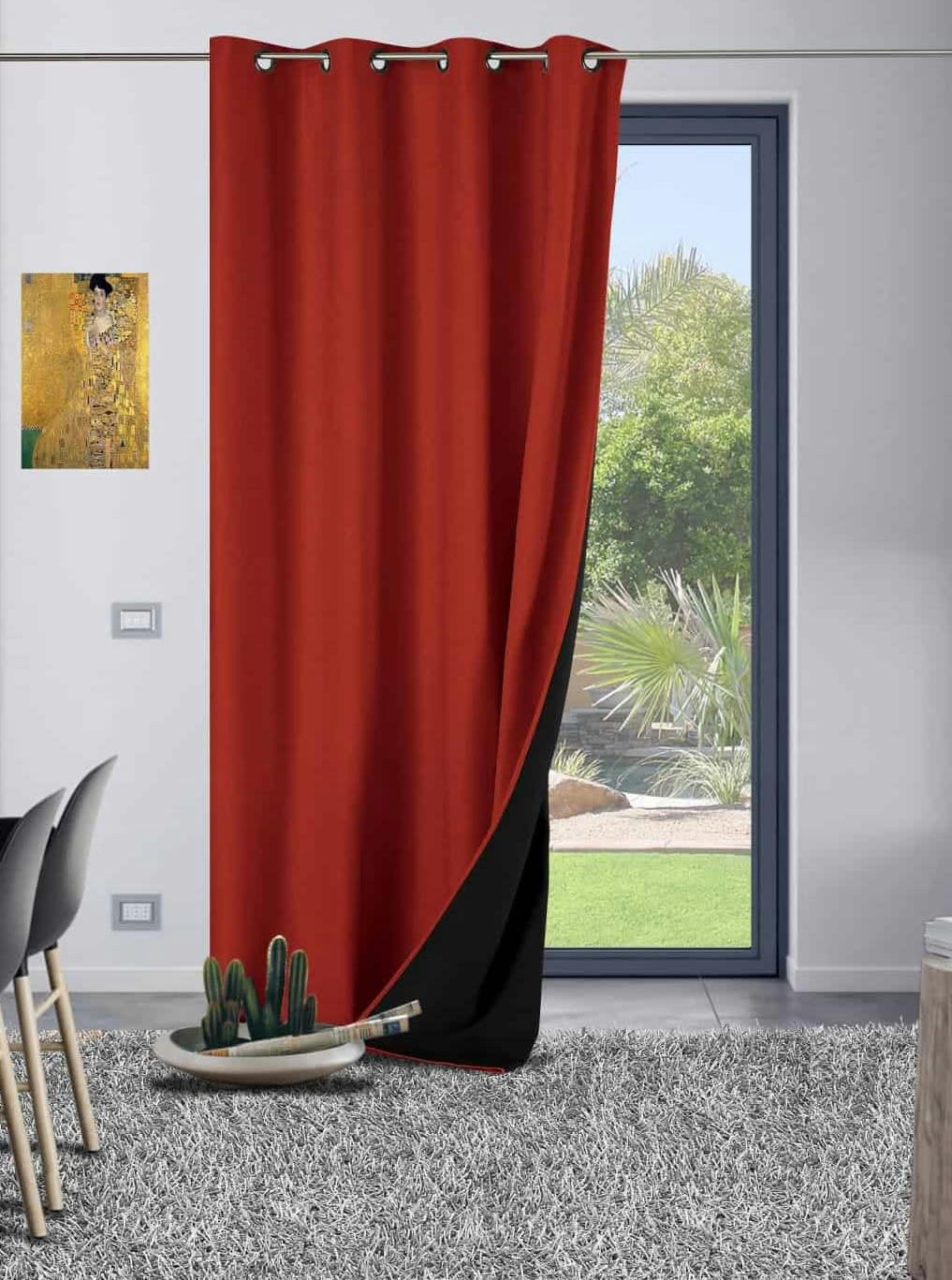 GALENA - Rideau thermique aspect velours 140x260cm Rouge