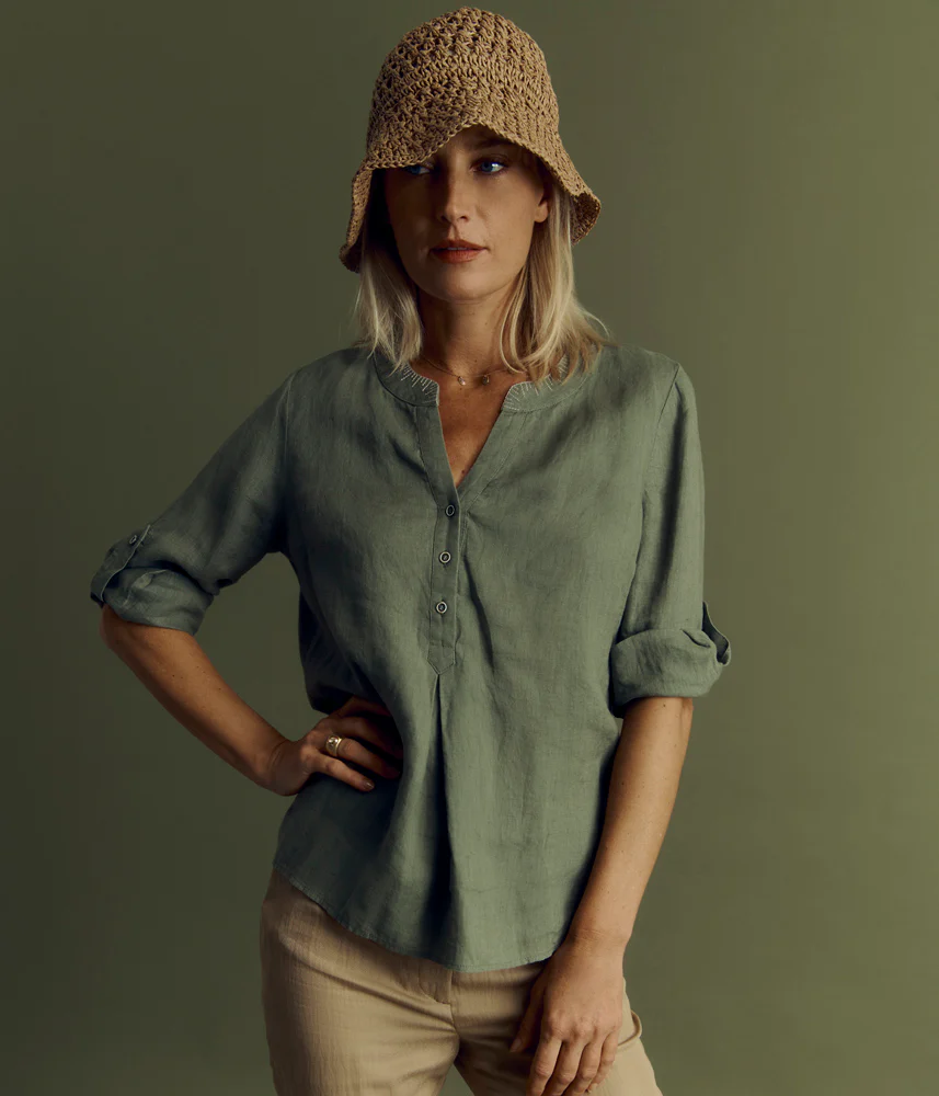 Blouse bimatière en lin et coton CHABALA-BIS/85263/225