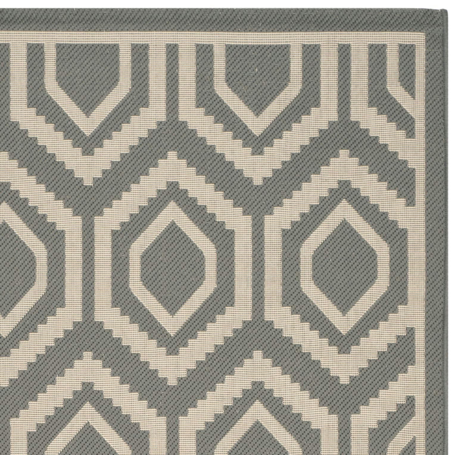 COURTYARD - Tapis interieur & exterieur en gris anthracite & beige, 79 x 152 cm