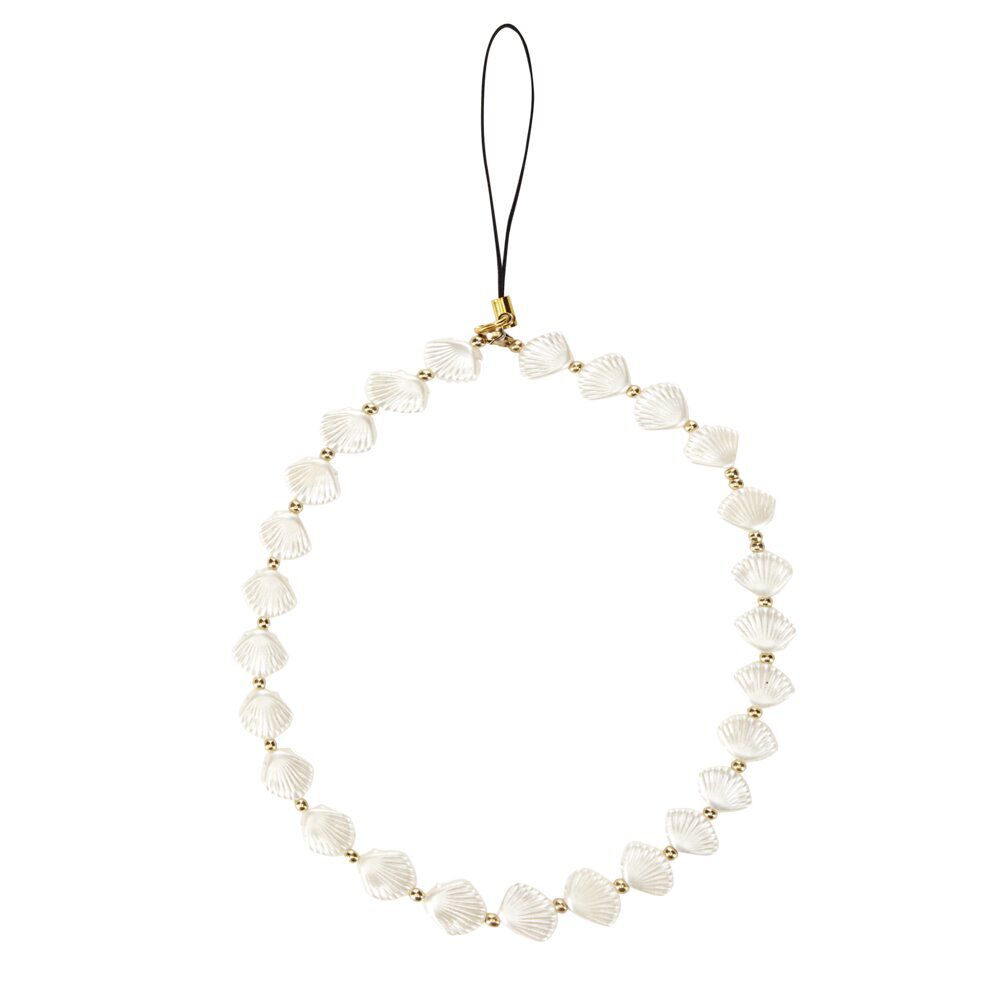 Bracelet chaÎne de téléphone perle forme coquillage blanc L13,5cm