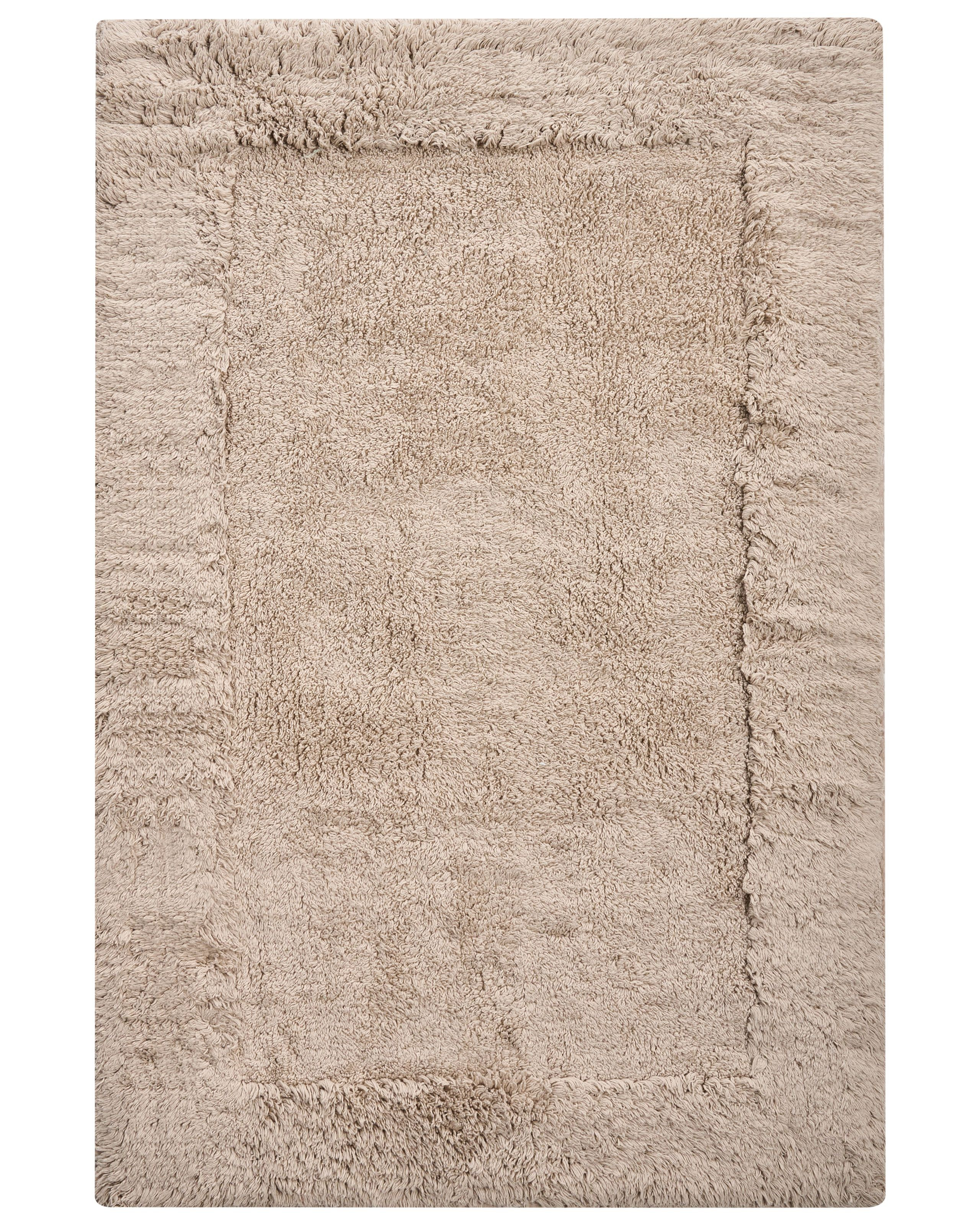 Dywanik łazienkowy bawełna 60 x 90 cm jasnobrązowy włochaty