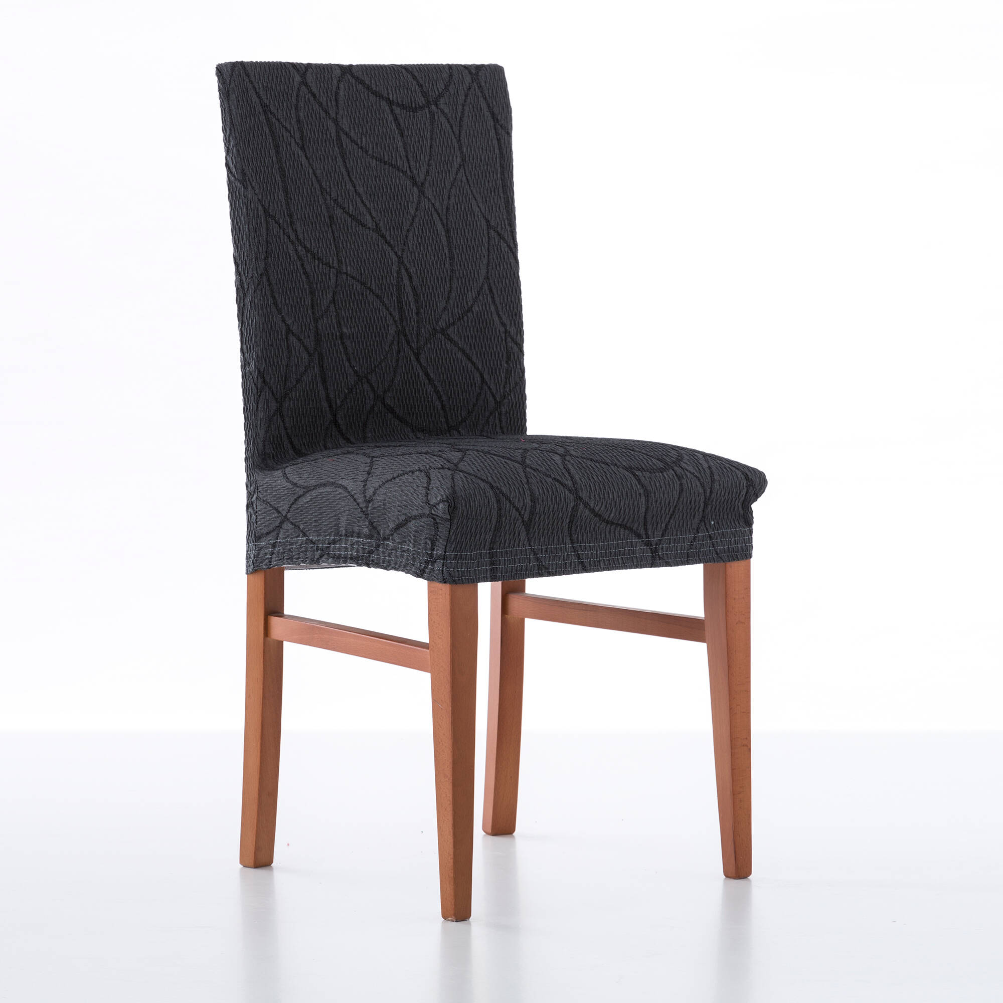 Housse intégrale extensible motif jacquard "serpentins" spéciale chaise
