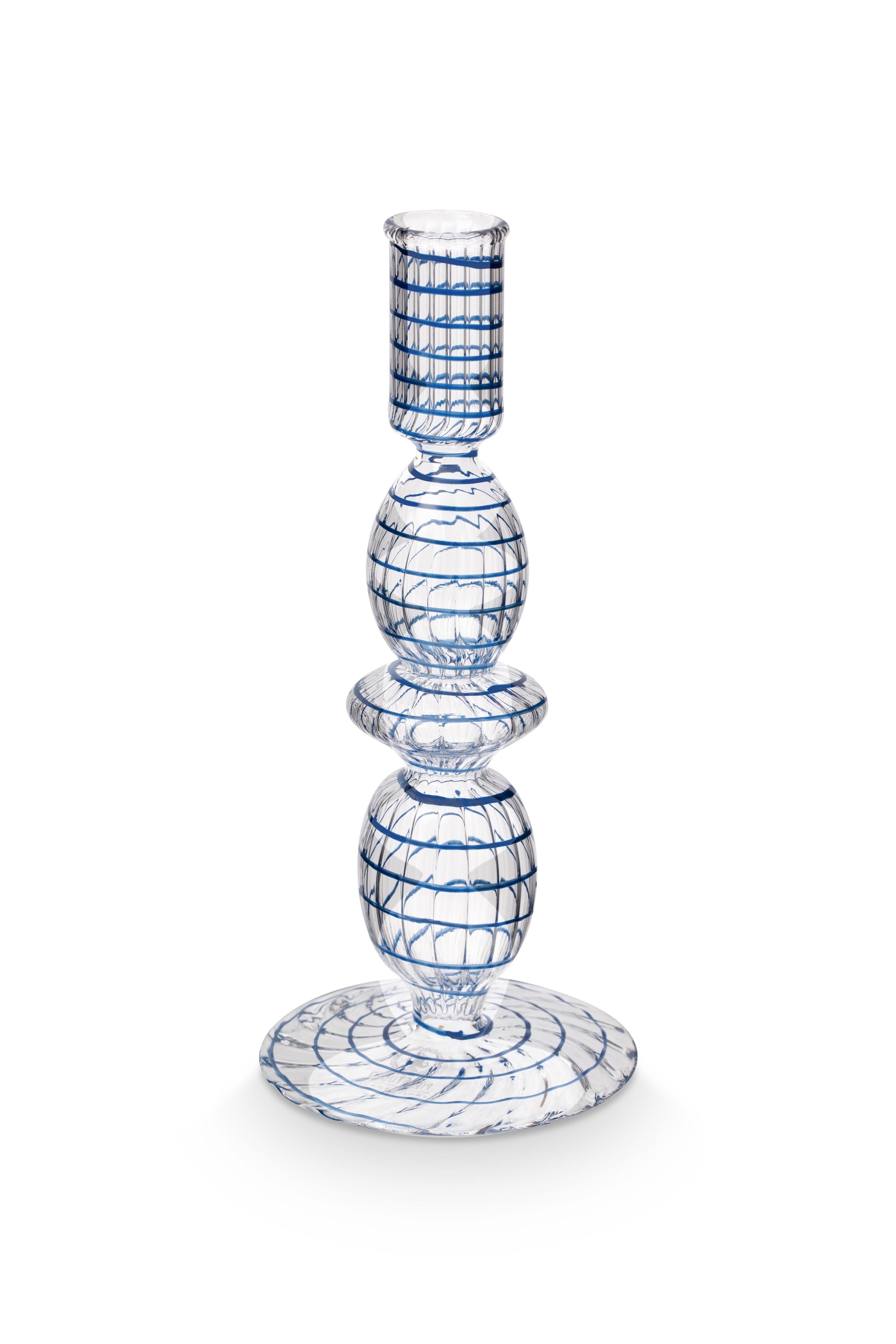Pip Studio Kandelaar Swirl - Glas - Donkerblauw - 20cm
