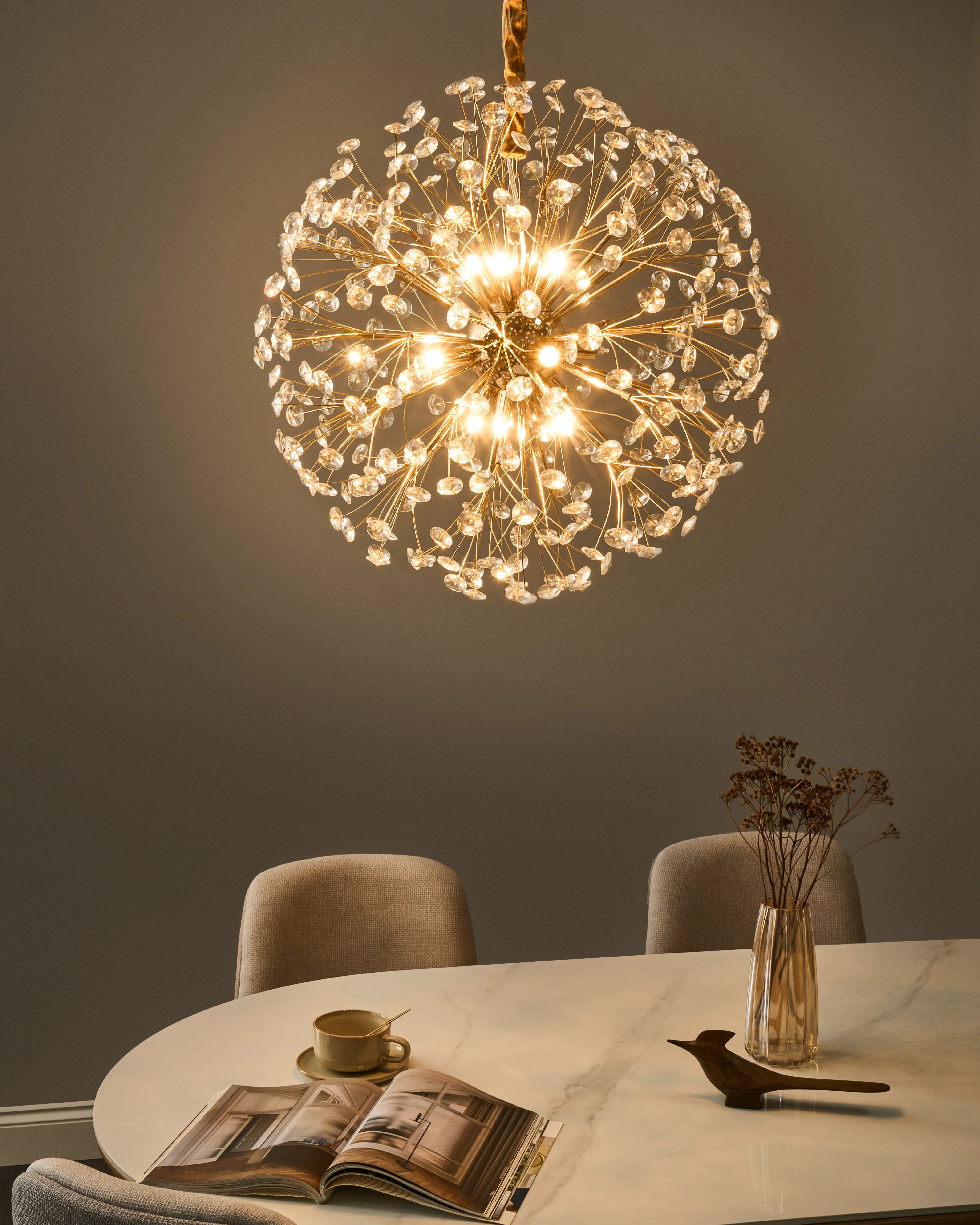Chandelier TIMANE Glass Brass