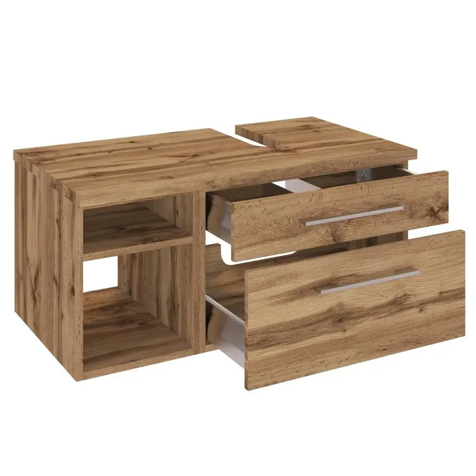 Wastafelonderkast Dasa (rechts) 90cm met 2 lades - wotan eik