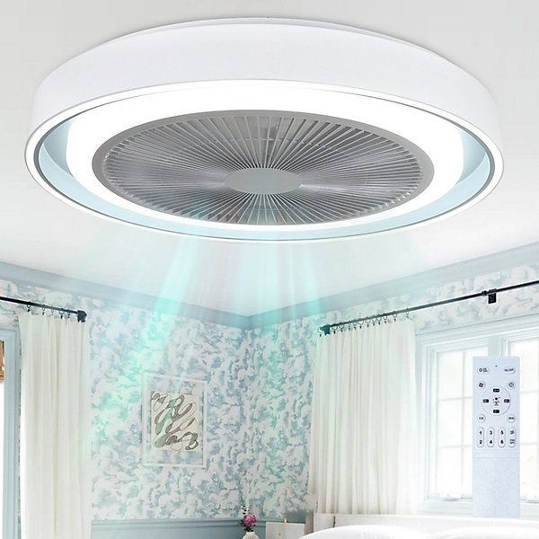 NETTLIFE Ventilateur plafond LED éclairage télécommande - Lampe moderne silencieux dimmable 5 pales