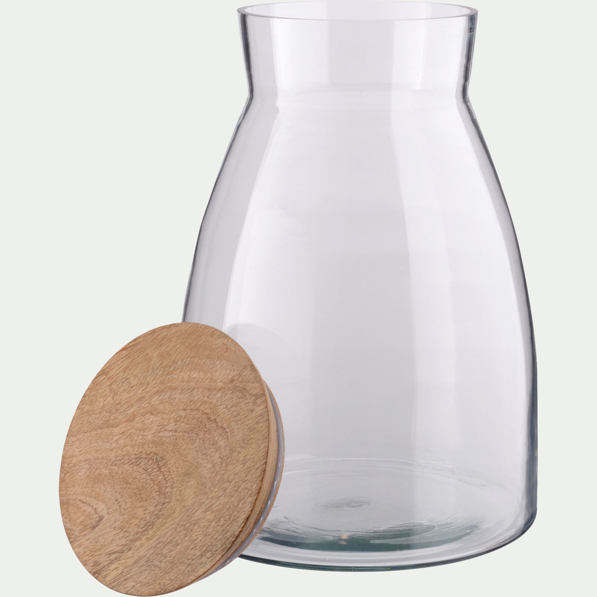 BLOCA - Bocal en verre avec couvercle en manguier 4L - transparent