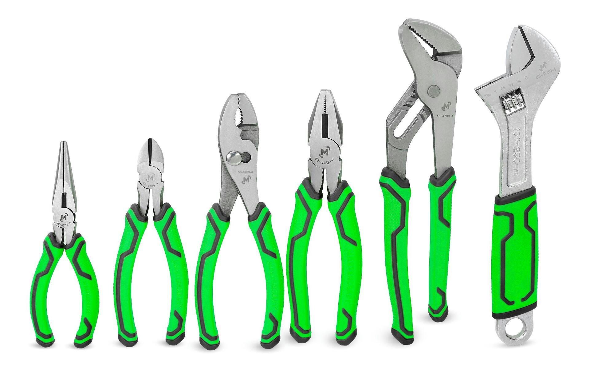 Mastercraft High-Visibility Pliers Set, Double Shot Handle, Anti-Rust Coating, Carbon Steel, 6-pc