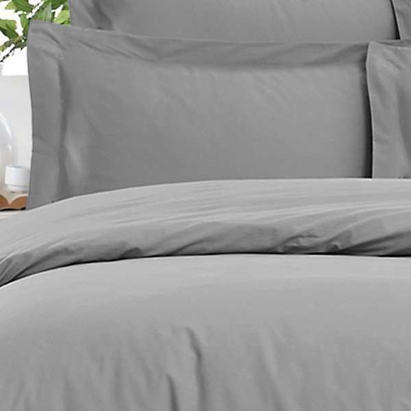 Drap housse uni satin de coton bonnet 30 cm Gris Acier 140x200 cm VERSALUXE