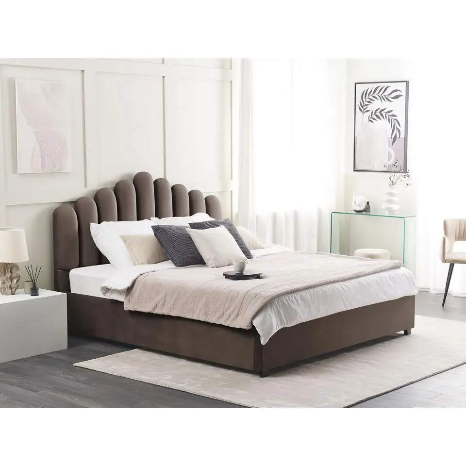 VINCENNES - Tweepersoonsbed - Beige - 180 x 200 cm - Fluweel
